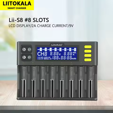 LiitoKala Lii-S8 Lii-S12 Battery Charger for 18650 3.7V Li-ion NiMH 1.2V 9V Li-FePO4 3.2V IMR 3.8V 2