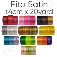 Satin Ribbon ±4cm x 20yard - Ribbon - Gift - Wide Fabric Ribbon Gift - Satin Ribbon 4 cm - Local Sat