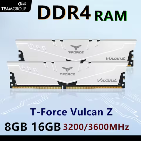 TEAMGROUP T-FORCE VULCAN Z DDR4 8GB 16GB 3200MHz 3600MHz (PC4-28800) Desktop Memory Module Ram White