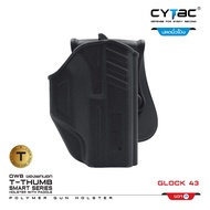 CYTAC ซองพกนอก ปลดล็อคนิ้วโป้ง Glock 43 ดำ