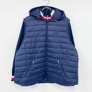 古著TOMMY HILFIGER Hilfiger 全拉鍊羽絨服，海軍藍，L 碼