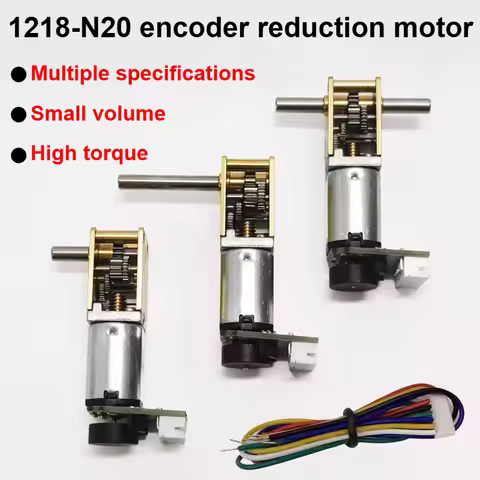 1pcs Worm gear 1218-N20 DC encoder single shaft geared motor 3V6V12V micro gear low speed dual shaft