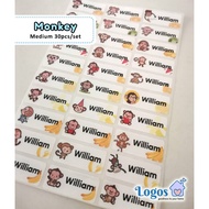 Monkey MEDIUM Name Label waterproof Name Sticker Name Printing Sticker