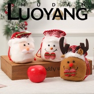 LM-Christmas Gift Bag Elk Snowman Santa Claus Decor Cartoon Soft Plush Drawstring Mouth Embroidery Reusbale Festive Thick New Year Candy Bag
