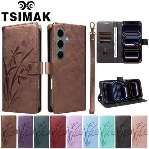 Wallet Cover For Samsung S26 Ultra S25 FE Case Flip Leather Coque For Samsung Galaxy S7 S8 S9 S10 Pl