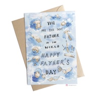 Tools, Sports, and Ties: A Father's Day Greeting Card Celebrating Dad's Hobbies