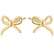 Reffeer Solid 925 Sterling Silver Anting-Anting Stud Berbentuk Riben Kecil untuk Wanita Remaja Perem