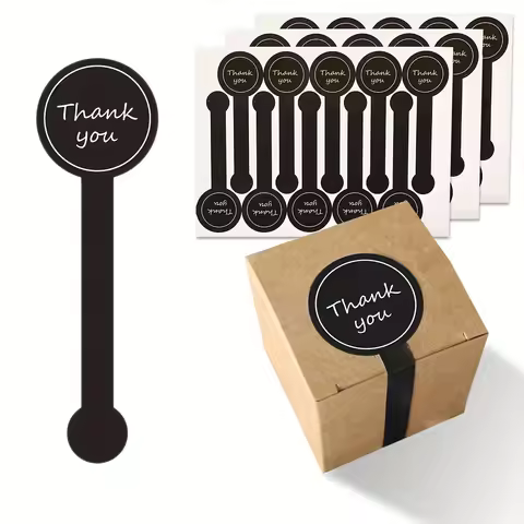 100 Pieces/200 Pieces Black Thank You hand made Long Seal Sticker Pudding Bottle Sticker, Bakery Box