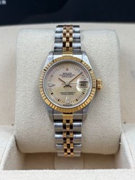 二手 USED  ROLEX 勞力士 DATEJUST 79173 黃貝殼面 水滴鑽 2002年11月 全套 FULL SET