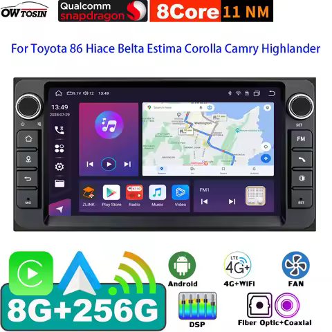 Android 13 UIS7862 8G+256G Car Radio GPS For Toyota 86 Hiace Belta Highlander Estima Corolla Camry H