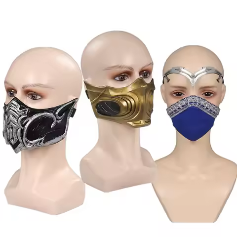 Mortal Game Kombat Kitana Cosplay Mask Scorpion Latex Masks Sub-Zero Masquerade Headband Halloween P