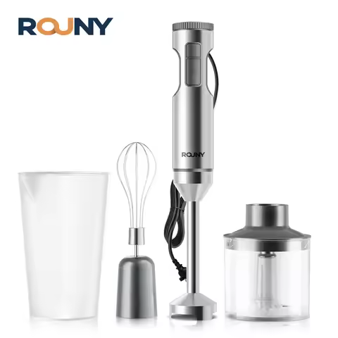 ROUNY 4-in-1 Hand Immersion Blender 1000W Powerful, Stainless Steel Stick Food Mixer,700ml Mixing Be