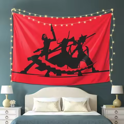 Soul Eater Anime Tapestry - Black And Red Japanese Comic Wall Poster, Character Pattern Design,For B