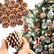 9Pcs Christmas Pine Cones Bulk Silver Gold Spruce Pine Cones Ornaments for Christmas Tree Autumn Win