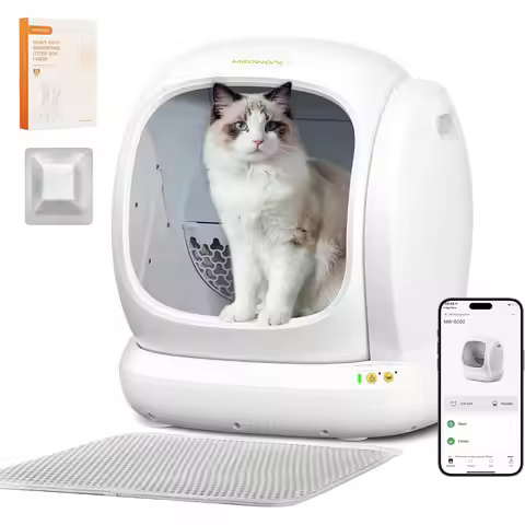 Large Capacity Self-Cleaning Litter Box with Safety Protection for Multiple Cats, App-Controlled, Od