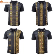 Men Collar T-shirt Jersey Material Batik Print | Baju Jersi Kolar Lelaki | Baju T-shirt Corak Batik Lelaki |2