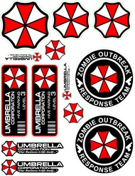 1 A4 sheet with 13x Umbrella Corporation Sticker Decal Car Truck Notebook Resident Evil Raccoon City