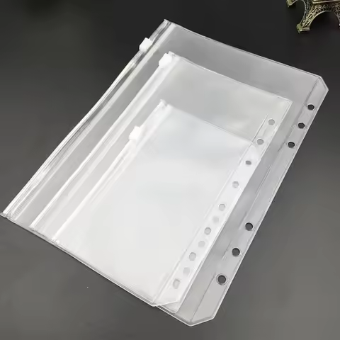 1pc A5 A6 A7 Transparent File Holder Notebook Loose Leaf Pouch DIY Document Bag Binder Rings Storage