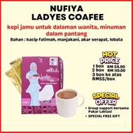 Nufiya Ladyes Coafee Kopi Jamu Wanita Perisa Mocha Air Manjakani Akar Serapat Lobata Untuk Dalaman Wanita Ikhtiar Hamil