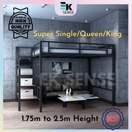 EKSENSE Metal Loft Bed Frame Double Decker Bunk Bed Rangka Katil 2 Dua Tingkat Besi Loteng Queen (1 