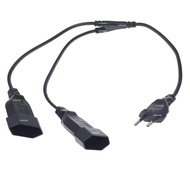 CEE7/16 EU 2 Prong Male to Female Dual Output,2 Ways Outlet Extension Cord European M/F Power Splitt