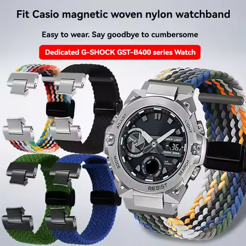 GST-B400 Elasticity nylon strap For Casio G-SHOCK 5657 GST-B400BB-1A modified fabric Watchband Brace