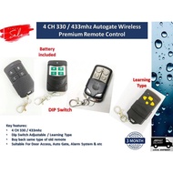 4 Channel 330Mhz / 433Mhz Remote Control - Autogate Door Wireless Premium Remote Control DIP Switch 