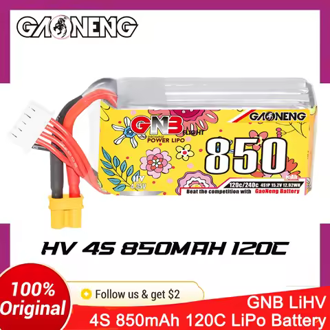 GAONENG 850mAh 4S GNB LiHV 15.2V 120C XT30 LiPo Battery for 2.5 to 4 inch FPV Brushless Drones Racin