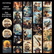 Jianwu80mm * 200cm cổ điển cướp biển du lịch Nhân vật phong cảnh vật liệu cắt dán băng dính Washi sá