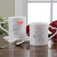 Ceramic Cups Doublebag with Cute Flowers (2 cups)