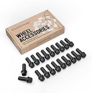 20pcs OEM Length Black Lug Bolts 14x1.5 (27mm Shank, Ball Radius R13 Seat) Compatible with Audi TT A