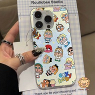 Cute Crybaby Luxury Laser Gradient Silver Phone Case Compatible for iPhone 16 Pro Max Casing iPhone 