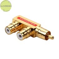 uloveremn  Style Adapter DIY Accessories Gold Plated AV Audio Splitter Plug RCA Adapter 1 Male To 2 Female F Connector SG