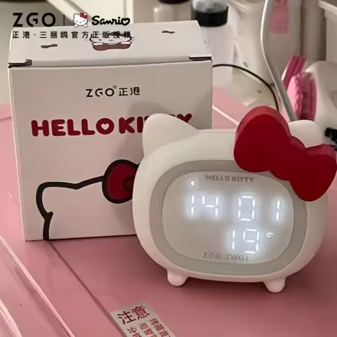 Cute Hello Kitty Alarm Clock Anime Bluetooth Speaker Cartoon Music Player Kawaii Smart Clock Student