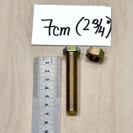 Length 7cm Bolt + YELLOW NUT (COMPLETE according to PHOTO) key 10 key 12 key 14 key 17 (length 7 cm)