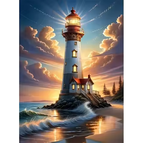 Lighthouse Diamond Painting Set, DIY Adult Full Diamond Home Decoration Art Craft, Frameless Diamond