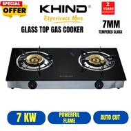 KHIND / HAPPY HOME DOUBLE BURNER GLASS TABLE TOP GAS STOVE/CGC 6311/ GAS HOB / DAPUR GAS KACA