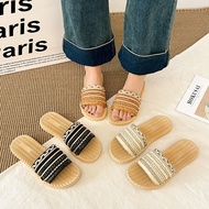 Imitation Straw Flat Sandals Slippers Bohemian Lightweight Beach Sandals Slippers Women Slippers