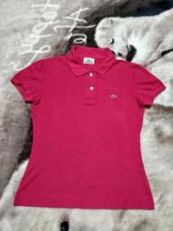 Lacoste 女款 短袖 polo衫 刺繡logo 桃紅 36號 500