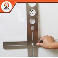 Water pipe drill hole positioning ruler, socket positioning on tiles, 40cm long, stainless steel mat