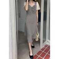 French IU Style Stitching Checked Dress