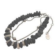 近新 Dior Homme 雙排寶石圖案串珠金屬黑手鍊 0673 [二手] Dior Homme