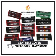 🔥Ready Stock MY RECARO RALLIART Takata 2pcs Fabric Sponge Car Seat Belt Cover Case Shoulder Pad Penutup Tali Pinggang