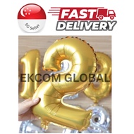 SG Seller 16 inch Number Foil Balloon, 0-9 Balloon, Party Balloon, Birthday Balloon Gold, Silver