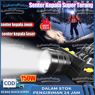Senter Kepala Zoom Senter Kepala Super Terang 100/150Watt Teleskop LED Fokus senter swat mini zoom /