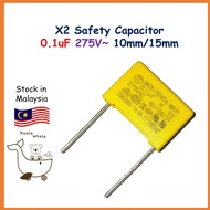 X2 Safety Capacitor Kapasitor 0.1uF 275V 100nF 10mm 15mm MEX/TENTA MKP 0.1UF