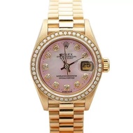 Rolex Women's Clothing Log Type 18K Gold Pink Palette Diamond Automatic Mechanical Watch Ladies 69178 Rolex