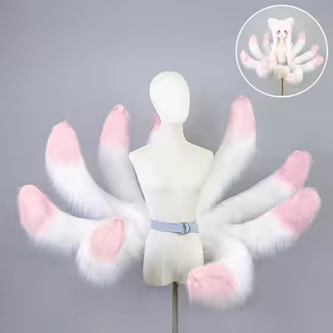 Adjustable Belt Nine Tailed Fox Tail Cosplay LOL Kawaii Beast Tail Accessories Party Furry Animal Ta