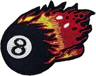 Flaming 8 Ball Embroidered Iron on Patch for Biker Vest