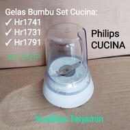 GELAS DAN PISAU BUMBU SET BLENDER PHILIPS CUCINA HR1741 HR1731 HR1791
